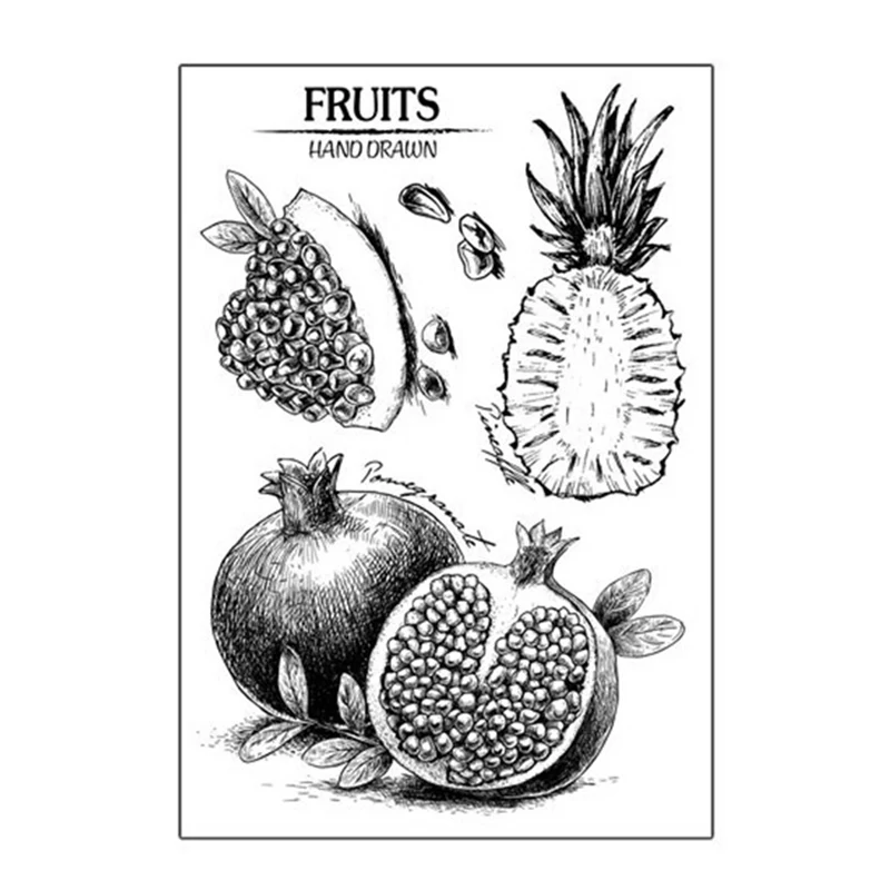 

Fruits Pineapple Pomegranate Transparent Clear Stamps Silicone Seal for DIY Scrapbooking Card Making Photo Album Decor Crafts