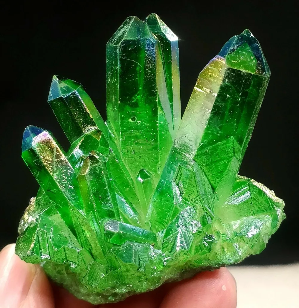 

150g Rare beautiful green flame halo quartz crystal cluster specimens