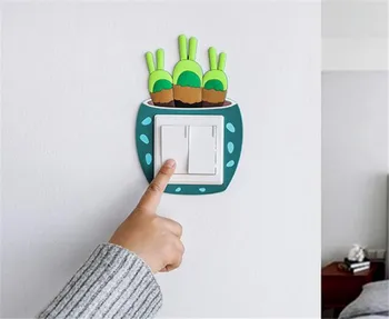 

Hot 200pcs Luminous Cactus Switch Sticker Creative Switch Cover Socket Wall Sticker Switch Decorative Luminous Sticker