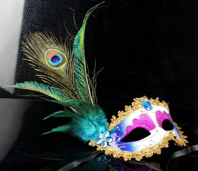 wholesale masks peacock feathers side upscale dance mask