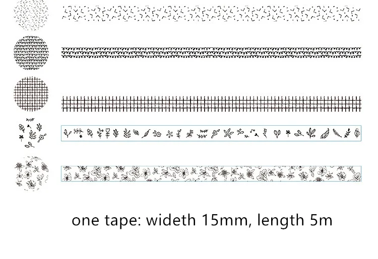 8 шт. черный и белый цветок набор маскировочной клейкой ленты украшения точки шаблон васи стикер ленты для дневника ablum телефон канцелярские принадлежности A6008