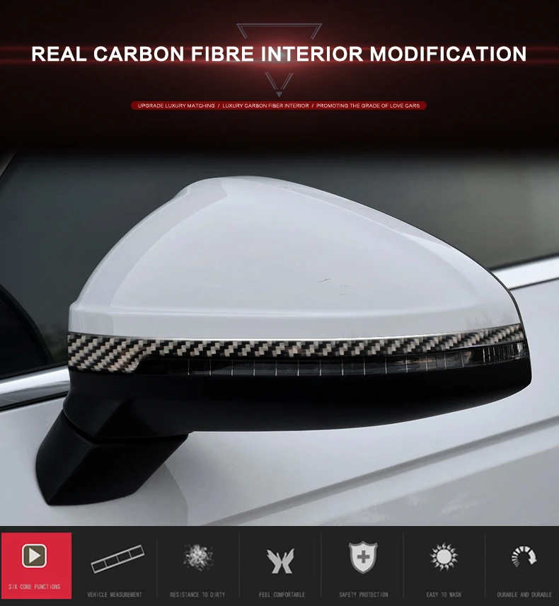 Углеродное волокно для укладки волос Зеркало заднего вида анти-три защитные полоски для Audi a4 b9 RS4 S4 противоскользящая полоса автомобильные аксессуары