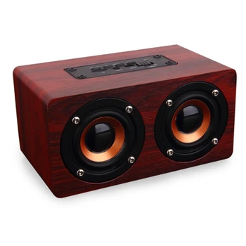 

Retro Wooden Bluetooth Speaker HIFI Wireless Speaker 3D Dual Loudspeakers Surround Mini Portable altavoz bluetooth USB Charging