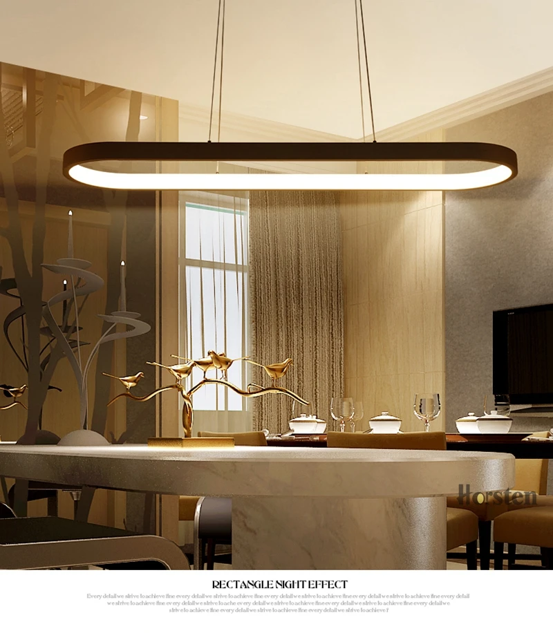 Modern Minimalism Oval Ring LED Pendant Lights Aluminum Acrylic Suspension Hanging Lamps For Dining Room Restaurant Office (4)