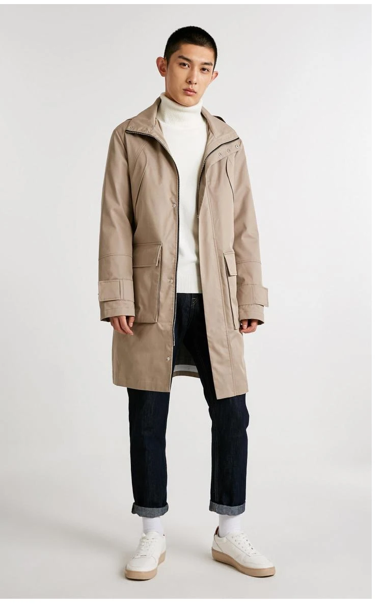 JackJones Мужская парка с капюшоном пальто ветровка длинная куртка Тренч пальто мужская одежда 218309524