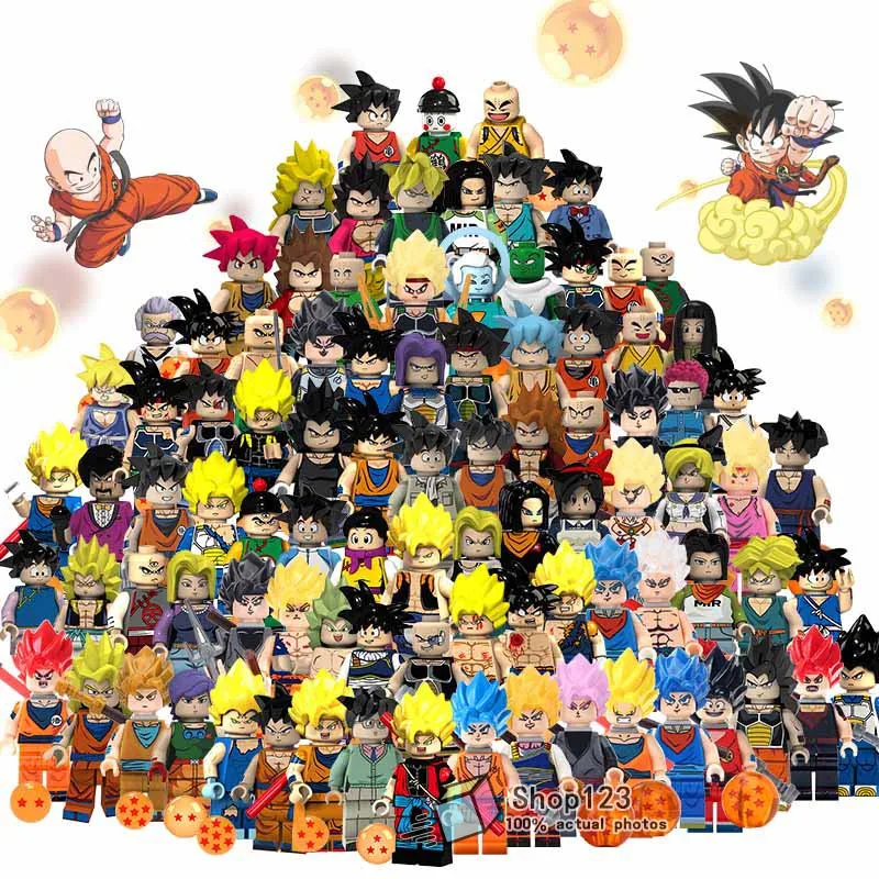 

Single Dragon Ball Z Super Saiyans Broly Vegeta Goku Gogeta Building Blocks Playmobile Children Gift Juguete