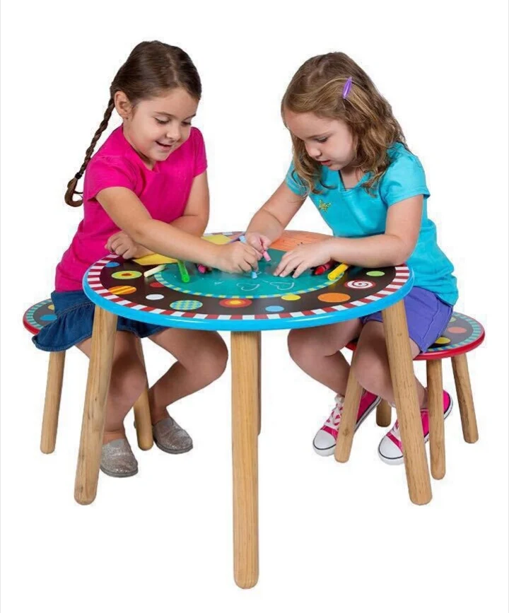 Children Furniture Sets 1 desk+2 stools sets solid wood kids Furniture