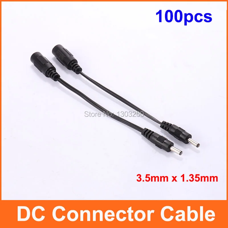 

100 Pcs 3.5 x 1.3 mm Male Plug to 5.5 x 2.1mm female socket DC Power Adapter cable Free shipping
