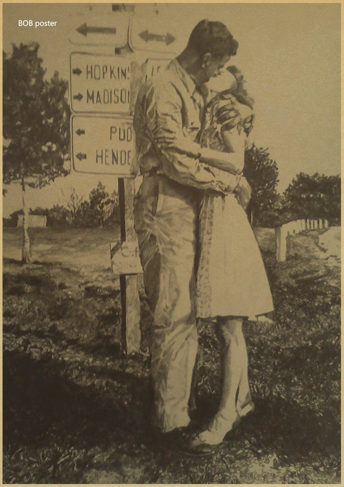 Поцелуй победы классический ретро коричневый бумажный плакат Классический Винтаж Второй Мировой Войны Плакат стикер на стену