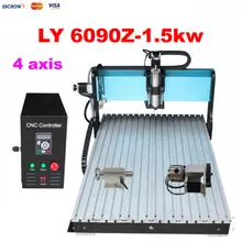 Higher speed 1500w 4 axis rotary 6090 3d cnc router milling lathe cutting engraving carving machine for wood stone metal