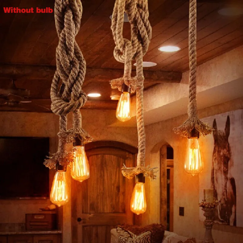 

Single Heads Rope Pendant Lights Lamp Vintage Style Restaurant Bar Rope Light DAG-ship