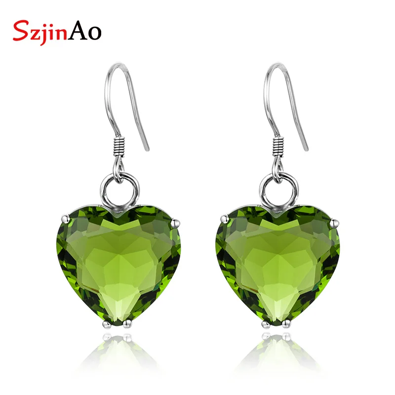 

SzjinAo Handmade March Birthstone Unique Aquamarine Earrings For Women solid 925 sterling silver Vintaga Earring Wedding Gift