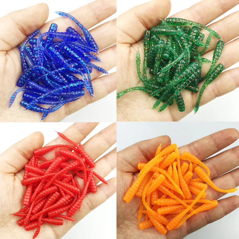 

100Pcs/lot Fishing Lure Shad Soft Baits Wobblers Easy Shiner Jig Head Silicone Worm Pesca Fishing Tackle Accessories 2019