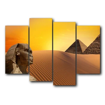 

Laeacco Egyptian Pyramids Canvas Oil Painting Prints Home Decoration Wall Art Poster Pictures For Living Room Bedroom No Frame