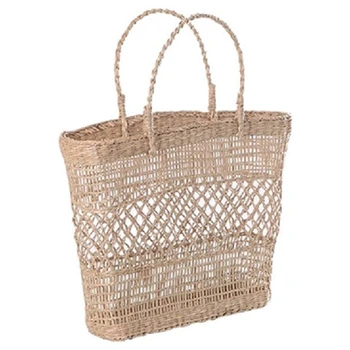 

JHD-Vietnam New Women Straw Tote Bag Fashion Big Capacity Water Grass Woven Hollow Handbag Ecology Rattan Straw Handbag Hot