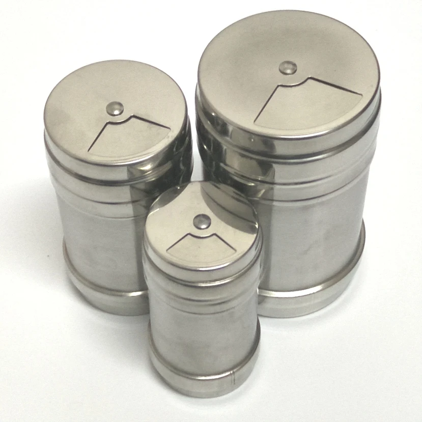 

Set of 3 Stainless Steel Multi-Purpose flavor Pot Kitchen Gadgets Spice Bottles rotating seasoning cans -3 different size(00310)