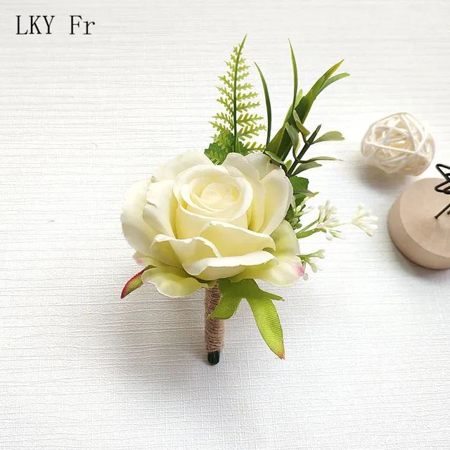 LKY Fr Boutonniere Flowers Corsage Pin Boutonniere Buttonhole Men Wedding Bracelet Bridesmaid Wedding Buttonhole Witness Corsage F Corsage