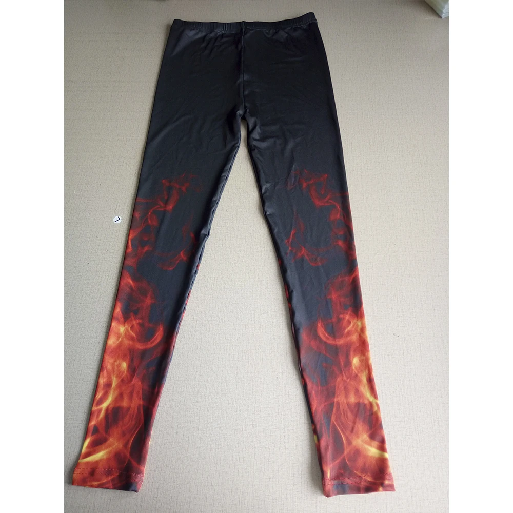 KYKU Brand Russian 3D Style Fire Flame Printing Leggings Punk Women Legging Stretchy Trousers Casual Pants Womens Leggings Black black leggings