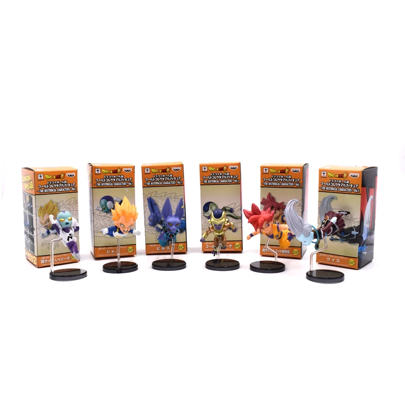 6Pcs/Lot Dragon Ball Z Flying Series Whis Beerus Goku Black Vegeta Frieza PVC Actio Figures Collectible Model Doll Kids Toys 