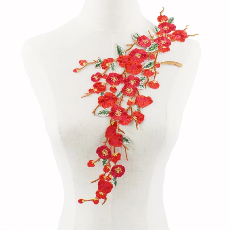 

1 PC Plum Blossom Flower Applique Clothing Embroidery Patch Fabric Sticker Iron On Sew On Patch Craft Sewing Repair Embroidered