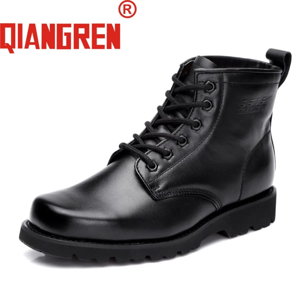 Masculin Militares Cuir Tactique Marque Noir Qiangren De Printemps Militaire Agent Véritable Bottes Vache Hommes Caoutchouc En Sexe Botas Automne TJlK1uFc3