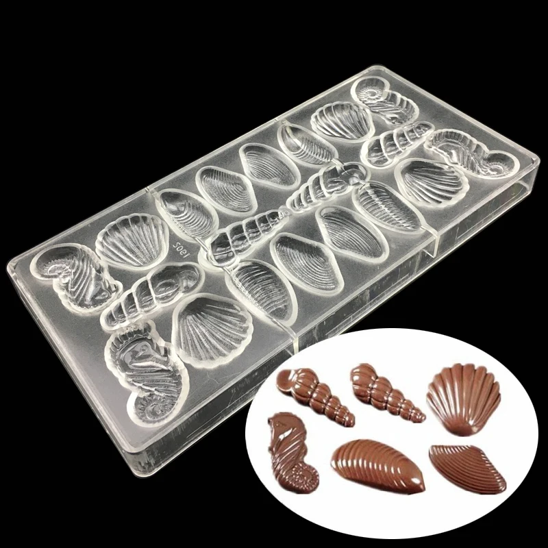 

3D seashell chocolate candy molds,oven baking supplies polycarbonate seashell chocolate mould bakeware wholesale pastry tools