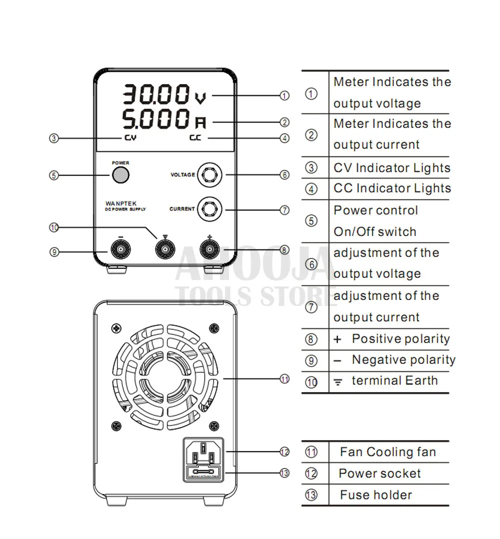 GPS305D мини 30 в 5A светодиодный дисплей Регулируемый импульсный источник питания постоянного тока 4 цифры светодиодный регулятор напряжения лабораторный источник питания