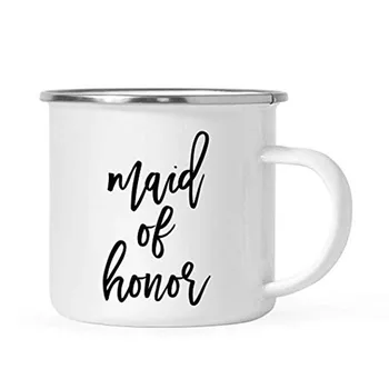 

Stainless Steel Wedding Party Campfire Mug Gift, Maid of Honor, Metal Enamel Outdoors Campfire Camping Camp Cup