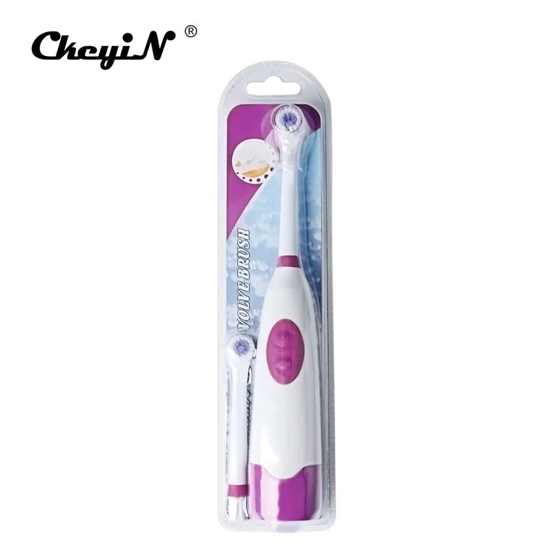 

Battery Operated Waterproof DuPont Bristles Rotary Electric Toothbrush with Two Replaceable Brush Heads For Adult or Children