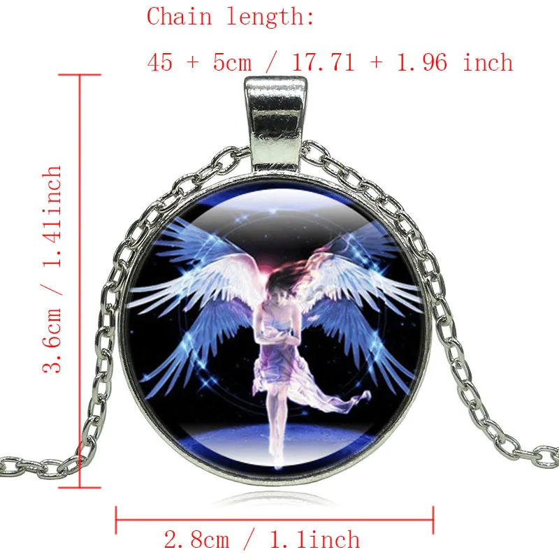 XUSHUI XJ Angel стеклянный кабошон кулон ожерелье модное ювелирное изделие Серебряная
