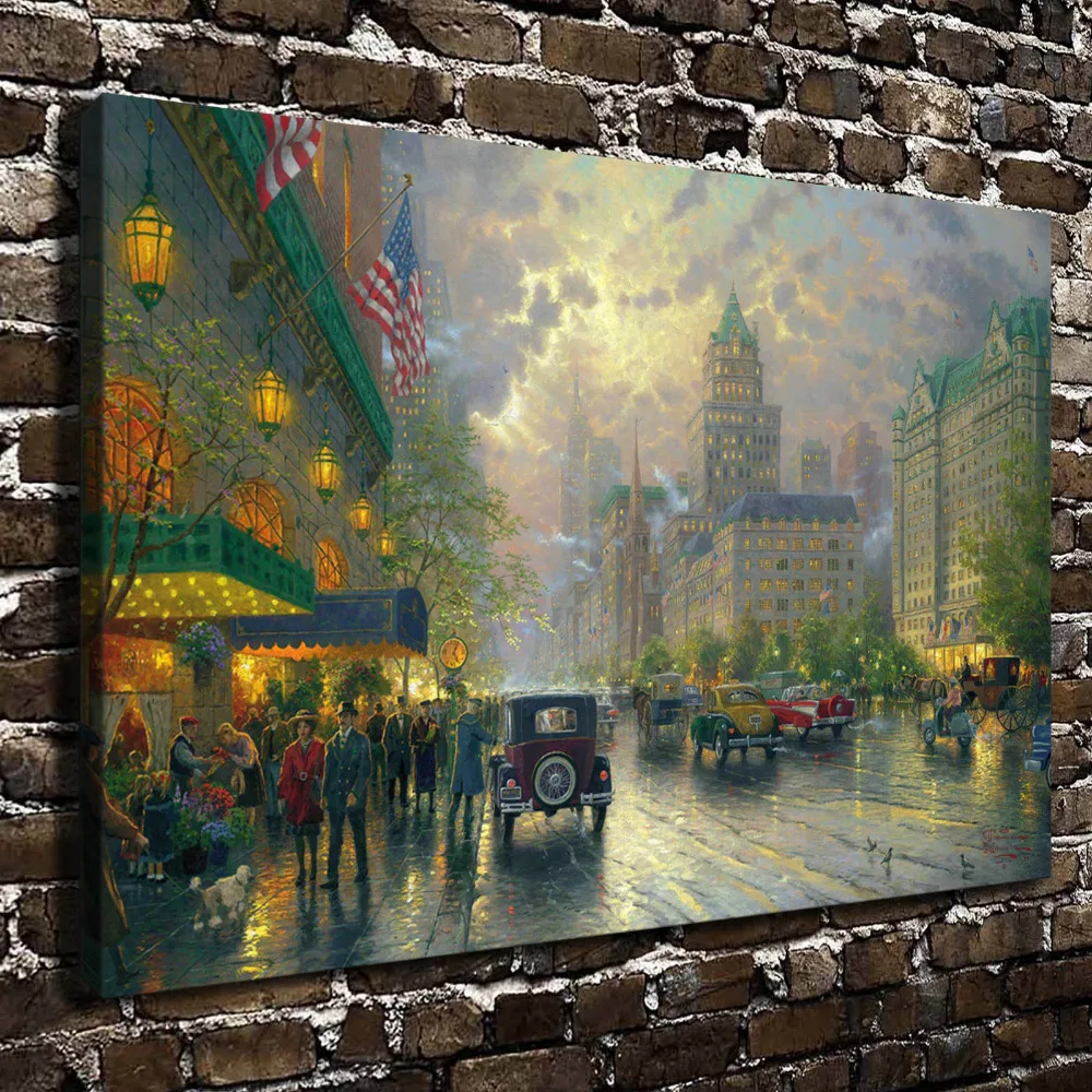 H1185 Thomas Kinkade New York 5th Avenue, HD Canvas Print Home