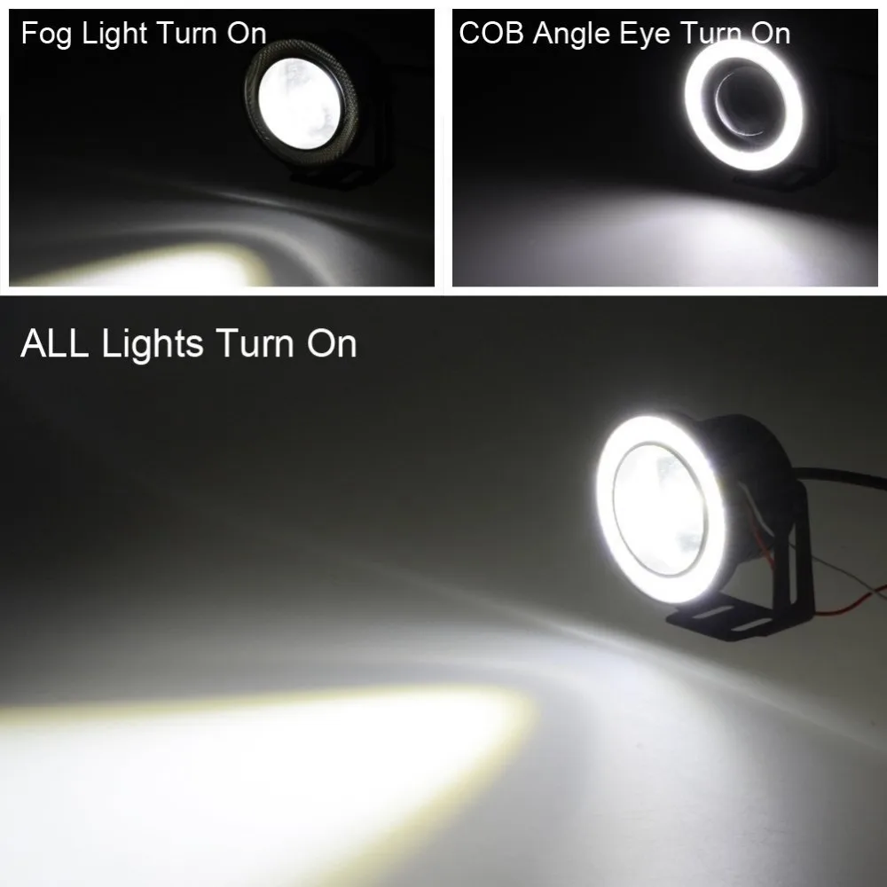 Hot 2pcs/lot Universal 3.5 Inch 89mm Led COB Fog Light Car Auto Fog Angel Eyes With Lens DC12V-24V Any Car Can Use BE