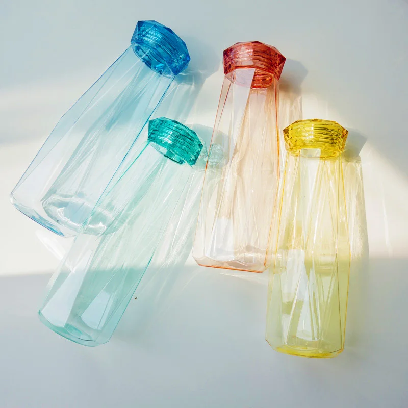 Креативные 620 мл пластиковые бутылки для воды яркого цвета со стразами BPA