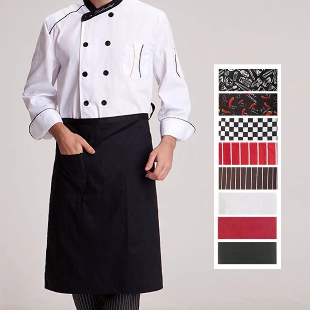 Кухонные фартуки средней длины с длинной талией Фартук повара форменная одежда официантов