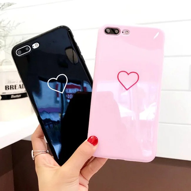 

Cute Love Heart Pattern Glossy Case for iPhone 6 6S 8 Plus X Soft TPU Back Cover for iPhone 7 7Plus Phone Cases Coque