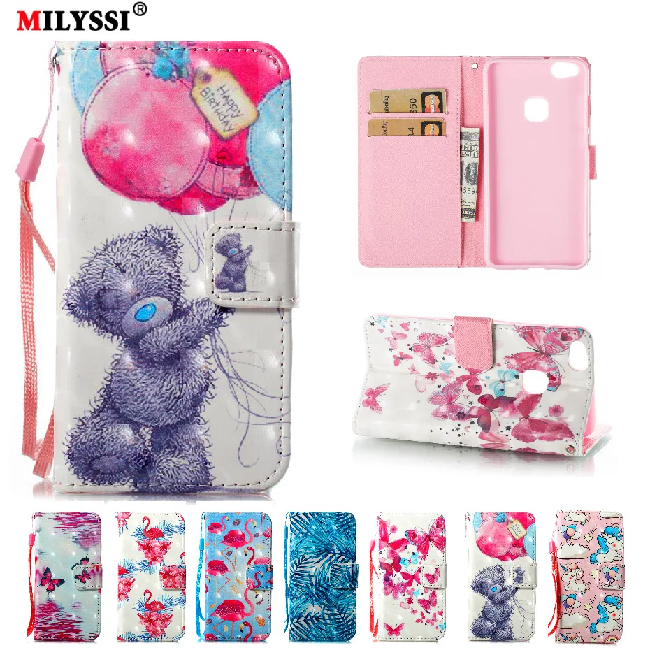 

MILYSSI 3D Vision Painted Pattern PU Leather Phone Case For huawei P10 Lite Wallet Cover Case with Stand Card slot