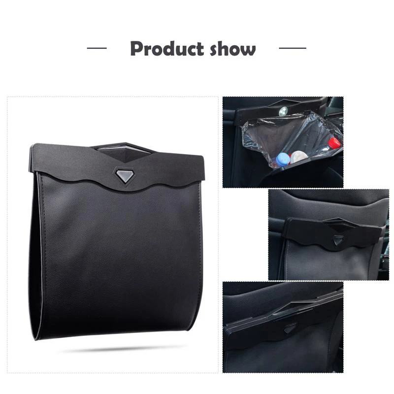 Dual-Use Storage Bag Car Trash Rubbish Bin Car Back Seat Hanging Organize Box Multi-Function Led Light Garbage Bag