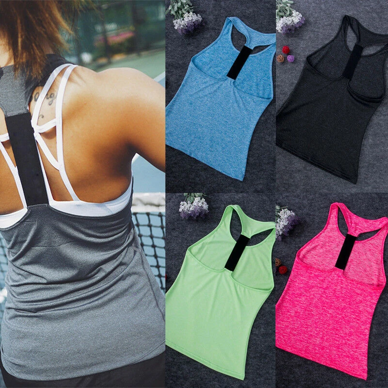 

Quick Dry Tank Top Women XS-XL Sport Sleeveless Summer Tops Vest Fitness Shirt Camisole Athletic Yoga Gym Backless Undershirt