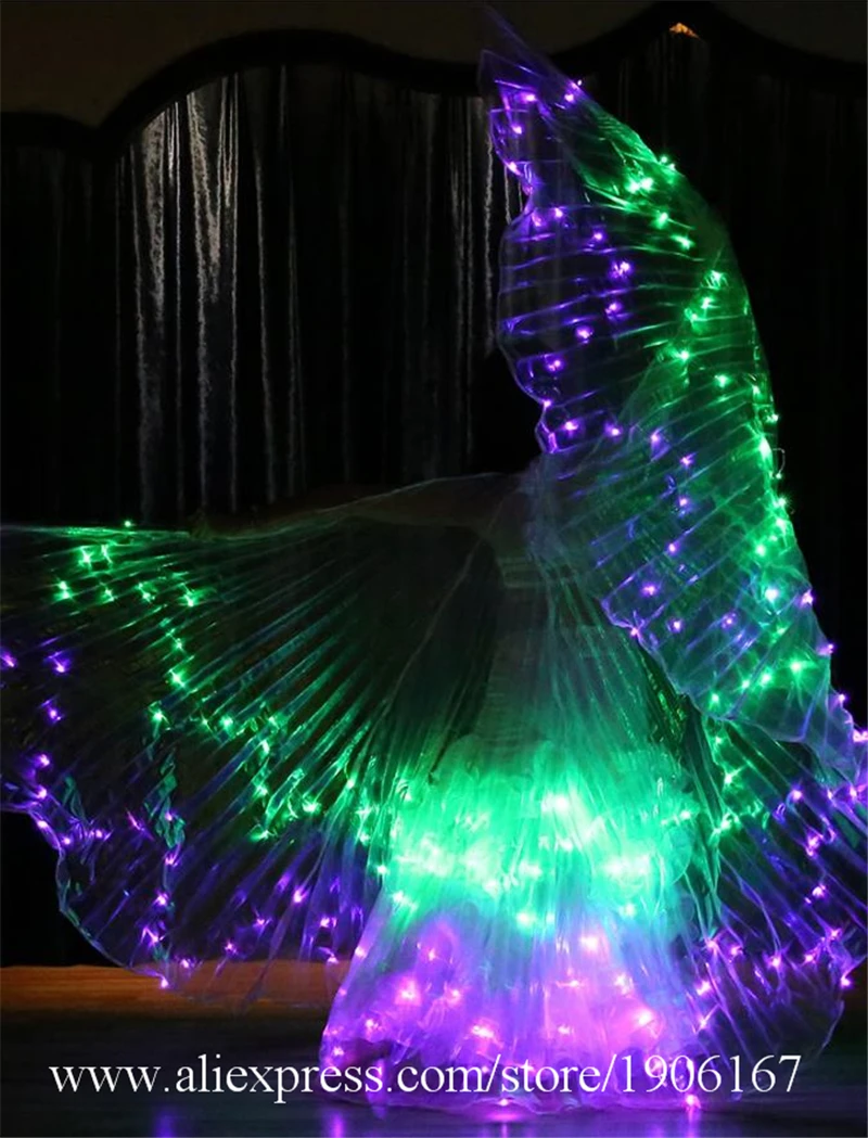 dance women stage wears led costumes colorful light bellydance cloak led butterfly wings show dress rave outfits dj2