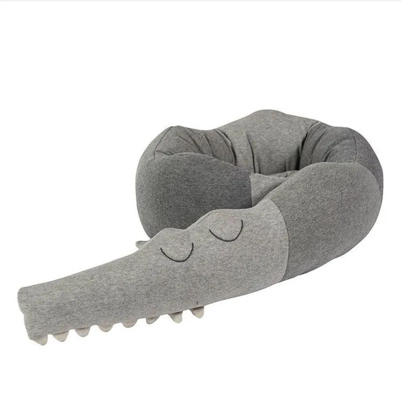Удобная детская подушка для новорожденных, детская кроватка, бампер, Подушка-крокодил, детская кровать, аксессуары, детская кроватка, украшение комнаты 185 см - Цвет: Grey