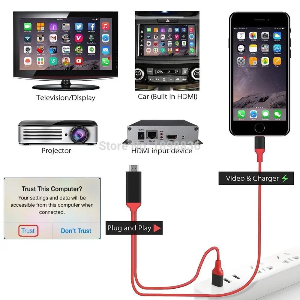 Новинка для Lightning/HDMI цифровой av-адаптер 4K USB Кабельный разъем до 1080P HD для iPhone X/8 P/6/6 S/7/7 P/iPad Air/iPod