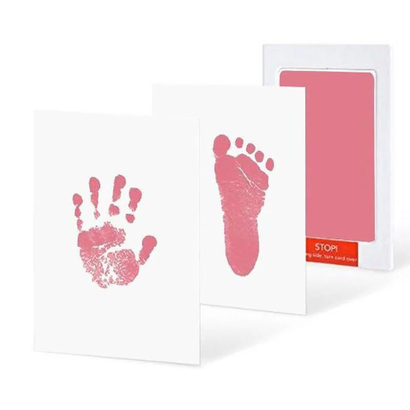 AMISSA Baby Handprint отпечаток ноги нетоксичный новорожденный отпечаток руки Inkpad водяной знак Детские сувениры литье глиняные игрушки подарок - Цвет: Бордовый