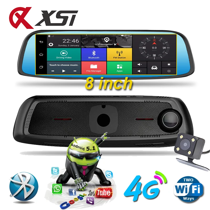 Автомобильный видеорегистратор XST 4G 8 дюймов ADAS радар Android сенсорный