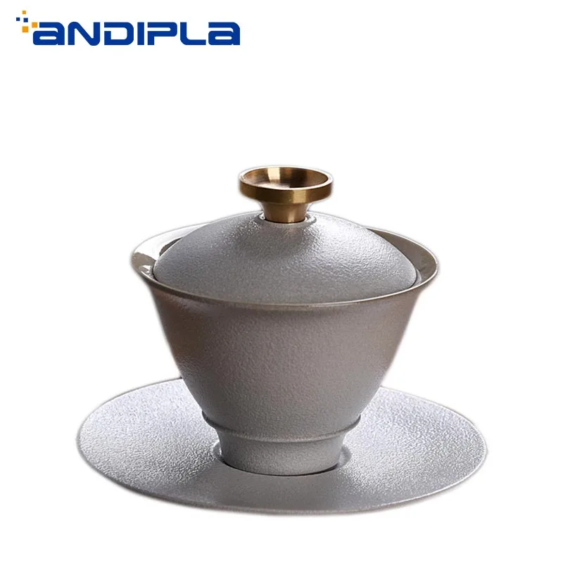 

180ml Vintage Japanese Style Coarse Pottery Gaiwan Teaware Handmade Kung Fu Tea Set Tureen Ceramic Teapot Tea Bowl Home Decor