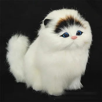 

Real hair Electronic Pets Cats Dolls Simulation animal cat toy meowth children's cute pet plush toys model ornaments Xtmas gift