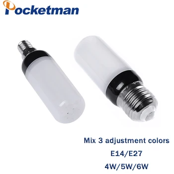

E14 E27 SMD2835 Led Bulb Adjustable Color Temperature Corn Light Mix 3 colors Warm/Natural/Cold White Lamp 4W 5W 6W