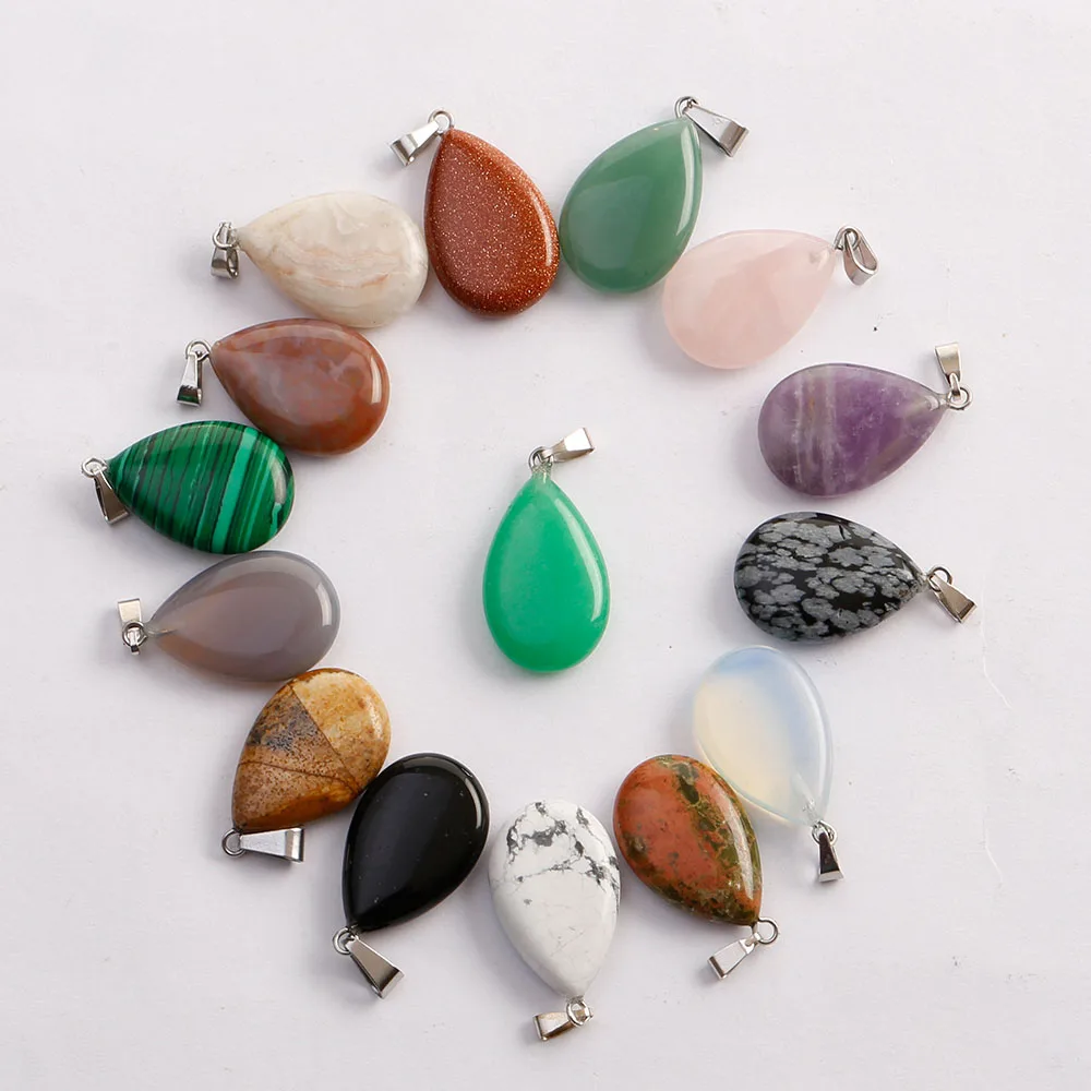 

Wholesale 10pcs/lot Fashion warter drop teardrop natural stone pendant for jewelry making charm Point accessories Free shipping