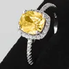 CC Rings For Women Bridal Wedding Cubic Zirconia Rectangle Pink/Yellow Stone Engagement Ring Bijoux Femme CC596 3