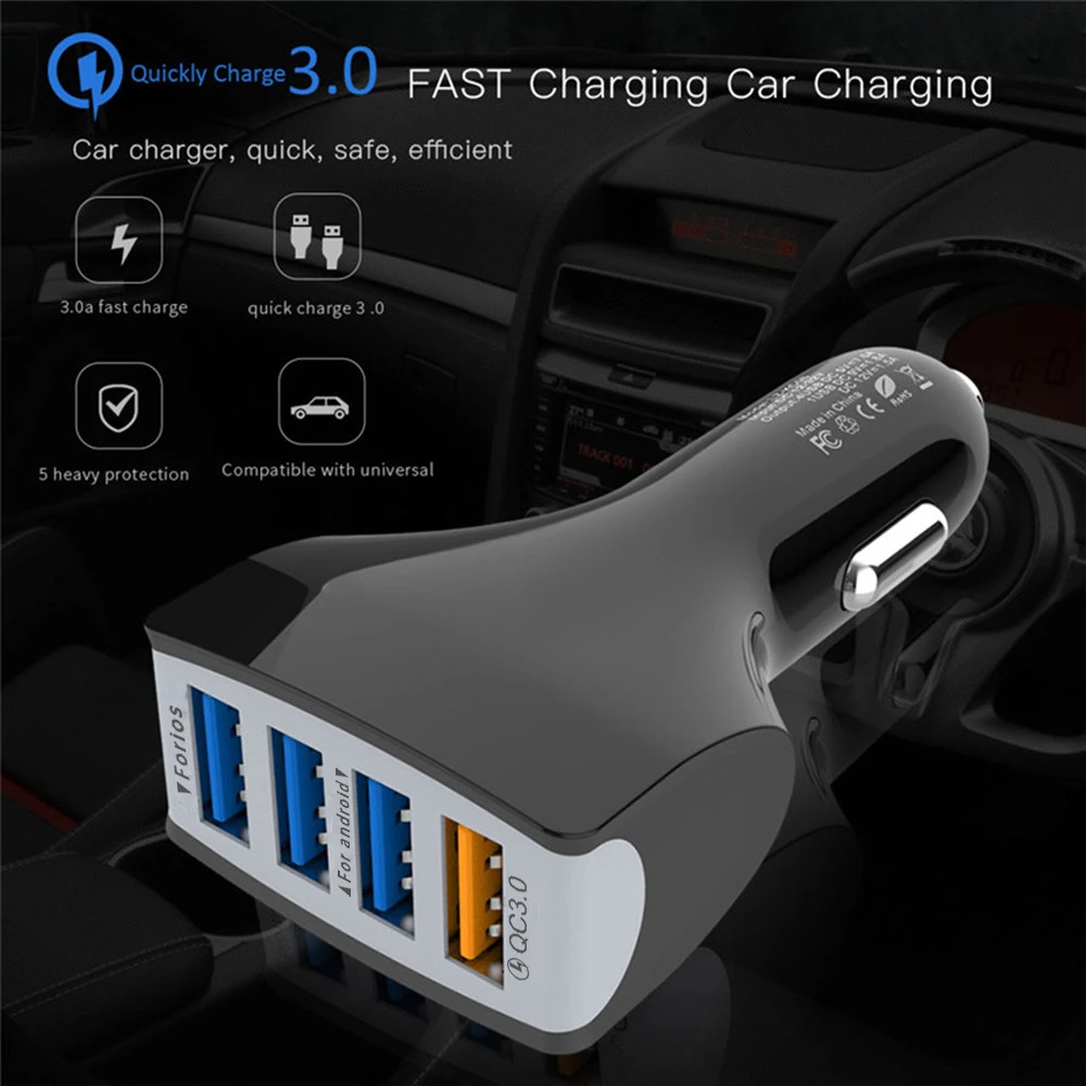 XEDAIN QC3.0 شاحن سيارة الهاتف المحمول سيارة-شاحن 4 ميناء USB سيارة مهايئ شاحن مع كابل العالمي ل فون سامسونج هواوي