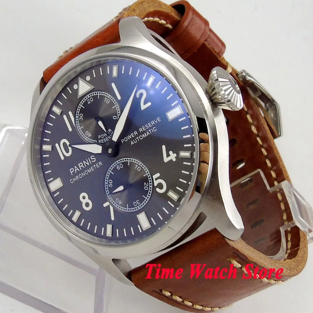 

Classic 47mm Parnis black dial luminous power reserve ST2542 Automatic Self-Winding movement men's watch 273